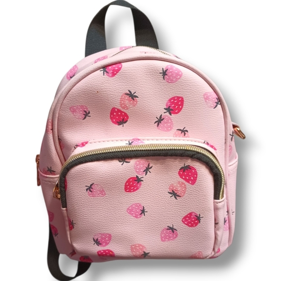 Other - Claire's Strawberry Mini Faux Leather Backpack